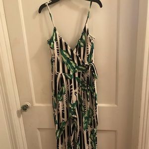Green floral long jumpsuit $20, size small